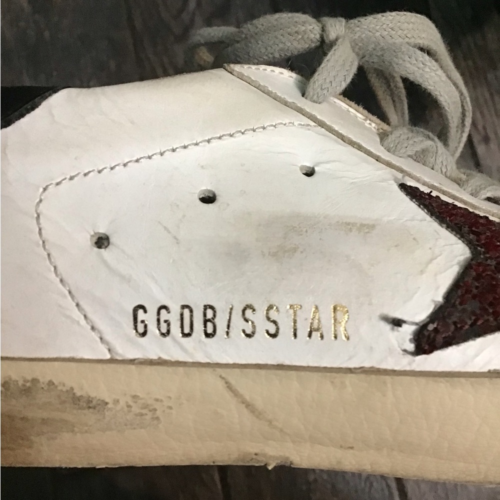 Golden Goose Superstar Red Glitter Black Heel White Leather Sneakers* - Picture 8 of 11